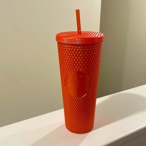 Starbucks orange studded Halloween tumbler. Halloween 2021 Starbucks cup.